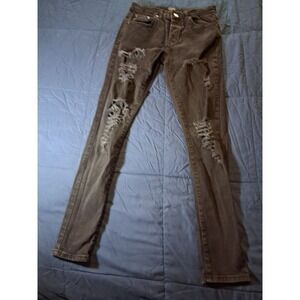 Boohoo Man Jeans Mens Size 32 Black Charcoal Skinny Distressed Casual Pants‎
